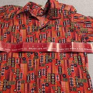 Funky Retro Orange Print Cabana Shirt. 60's/70's Vibe Psychedelic Groovy